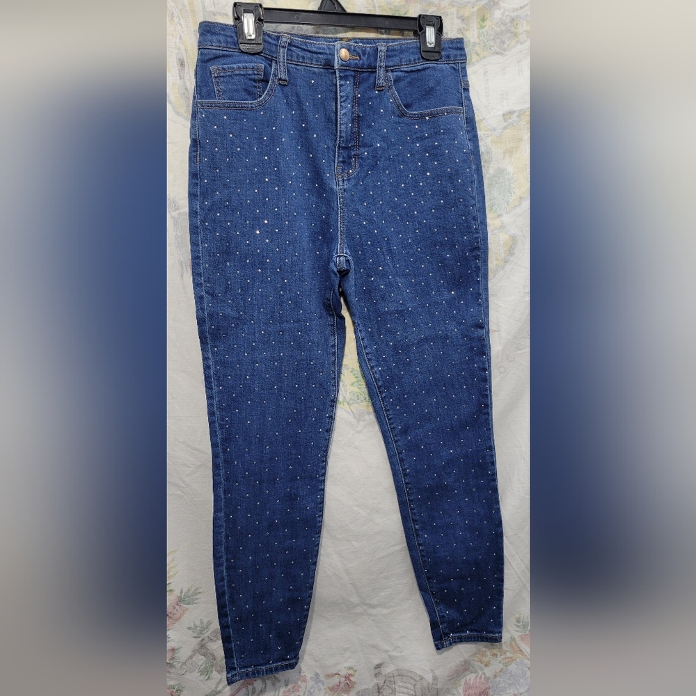 Wild Fable Women's Blue Studded High Rise Skinny Jeans Size 10